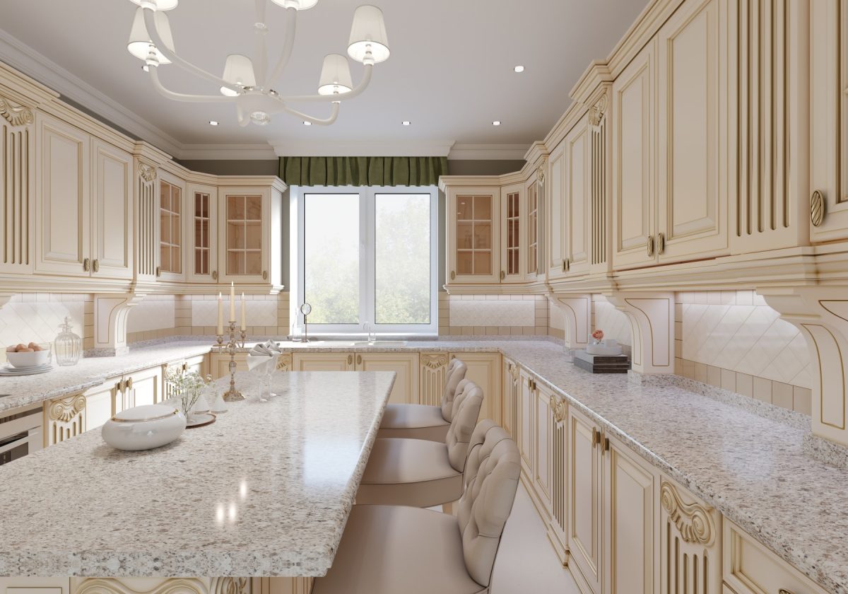 granite countertop beige kitchen